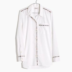 Madewell button down w floral piping detail